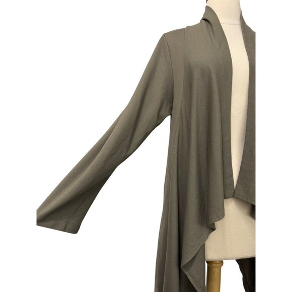 Bryn Walker Open Front Cocoon Cardigan Asymmetric Lagenlook Olive Green Size S - Picture 3 of 12